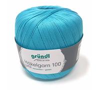 Häkelgarn 100 Gründl 100% Baumwolle, Filetgarn,häkeln, 100g 566 m,NS -2,Stärke 10 (139 türkis)