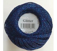 Häkelgarn, Garn Glitter uni + print, 25 g Knäuel, 110 Lauflänge 85% Viskose 15% metalliesiertes Garn (8205 blau-uni)