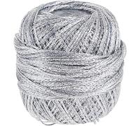 Häkelgarn, Garn Glitter uni + print, 25 g Knäuel, 110 Lauflänge 85% Viskose 15% metalliesiertes Garn (8202 Silber-uni)