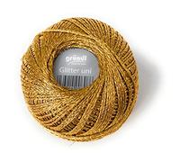 Häkelgarn, Garn Glitter uni + print, 25 g Knäuel, 110 Lauflänge 85% Viskose 15% metalliesiertes Garn (8210 bronze-uni)