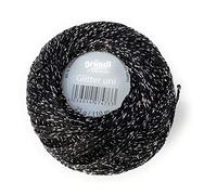 Häkelgarn, Garn Glitter uni + print, 25 g Knäuel, 110 Lauflänge 85% Viskose 15% metalliesiertes Garn (8213 schwarz-uni)