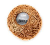 Häkelgarn, Garn Glitter uni + print, 25 g Knäuel, 110 Lauflänge 85% Viskose 15% metalliesiertes Garn (8221 kupfer-uni)