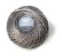 Häkelgarn, Garn Glitter uni + print, 25 g Knäuel, 110 Lauflänge 85% Viskose 15% metalliesiertes Garn (8220 anthrazit-uni)