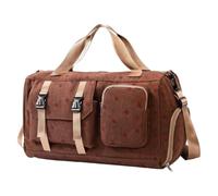Häkeln Set Taschen -Reisetasche in Erdbeerrot für Damen und Mädchen, große mit Schuhfach und, Faltbare Sporttasche Taschen Damen Umhängetasche Sportlich (Brown, 48 * 26)