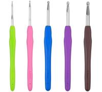 Häkelnadel, 5 Stück Häkelnadel set, Häkelnadeln 2mm, 3mm, 4mm, 5mm, 6mm 5 Größen Häkelnadeln Set mit Bunte Silikongriff 14 cm, Häkelnadelset für Anfänger und Häkelliebhaber Ergonomisch Häkelnadelset