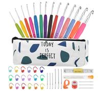 Häkelnadel Set 14 Stück Häkelset für Anfänger Wolle Zum Häkeln Stricken Nadeln Kit 2.0mm-10.0mm Ergonomische Soft Gummi Comfort Grip Häkelnadeln Kit mit Tragbaren Tasche