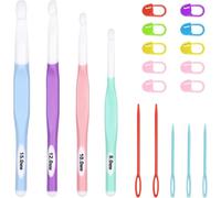 Häkelnadel Set 19 Stück Ergonomische Häkelnadeln 8mm 10mm 12mm 15mm mit | Zubehör, Crochet, Hook, Inklusive, Maschenmarkierer, Stopfnadeln, für, Teppich, Wolle, Große, Häkelprojekte, Stricken