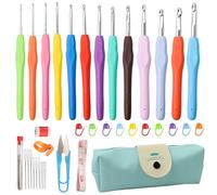 Häkelnadel Set 54 Stück, 14 Größe Häkelset von 2-10 mm Soft Gummi Häckelnadeln Crochet Set mit Ergonomische Griff Häkel Zubehör Häkeltasche für Anfänger Und Erfahrene Häkelliebhaber Geschenk