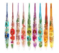 Häkelnadel Set, 9 Stück Ergonomische Häkelnadeln, 2.0 Mm - 6.0 Mm Mit Bunte Floralem Harzgriff, Crochet Hooks Für Anfänger Kinder