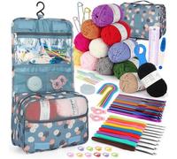 Häkelnadel Set für Anfänger mit 12 Garn, Häkeltasche und Zubehör