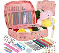 Häkelnadel Set Rosa Katze für Anfänger mit Häkelgarn und Zubehör