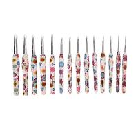 Häkelnadeln, 14-teilig, Aluminium-Häkelnadel-Set Mit Buntem Blumendruck, Ergonomische Griffe, 2,25 Bis 10 Mm, Stricknadeln, Häkelnadel-Set