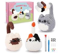 Häkelset für Anfänger, Häkel Set Tiere, Komplett Katzen Häkeln mit Garn Haken Nadeln, Schritt Für Schritt Video Erklärun, Anime Katzen Häkelsets Amigurumi Anfänger, Ergonomische Häkelnadeln Set