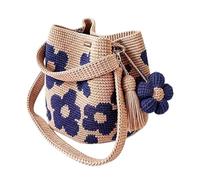 Häkeltasche - Boho-Umhängetasche mit Blumenmuster, handgefertigt, gestrickt, gewebte Handtasche, leicht, lässig, Vintage-Stil, modische Tragetasche für Party, Reisen, Urlaub, Einkaufen, tägliches