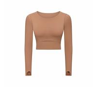 HäNgebrust BH Sport-Langarm-T-Shirt mit Brustpolster, halb kurz, Outdoor, Laufen, schlankes Yoga-Oberteil, absorbierendes No-Shake-Sportoberteil für Damen P Sh Up Sport BH (Orange, C)