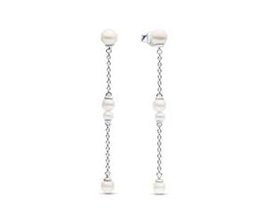 Hängende Ohrstecker aus 925er Silber, Perlen, Timeless