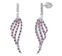Hängeohrringe aus 925 Silber Blätter mit rosa und klaren Zirkonia
