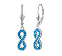 Hängeohrringe aus Silber INFINITY mit blauem synthetischem Opal Blue Lagoon