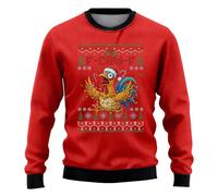 Hässlicher Weihnachtspullover für Herren, F-CAW-F, Rundhalspullover, Urlaub, leicht, lustig, Scream Huhn, Strick-Top, Pullover, lockere Mode, männliche Weihnachtskleidung, X01-13, 6XL