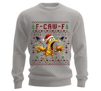 Hässlicher Weihnachtspullover für Herren, F-CAW-F, Rundhalspullover, Urlaub, leicht, lustig, Scream Huhn, Strick-Top, Pullover, lockere Mode, männliche Weihnachtskleidung, grau, XL