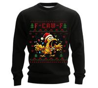 Hässlicher Weihnachtspullover für Herren, F-CAW-F, Rundhalspullover, Urlaub, leicht, lustig, Scream Huhn, Strick-Top, Pullover, lockere Mode, männliche Weihnachtskleidung, Schwarz , XL