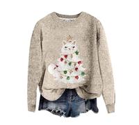 Hässlicher Weihnachtspullover, Strickpullover Damen Oversize, Strickwaren Weihnachten Rundhals Sweaters Gestrickt Sweatshirt Dicker Warmes Longshirt Weihnachtsmotive Streetwear Komfort Lässige