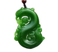 HAEUYA Jade-Halsketten-Anhänger, Jadeit-Jade-Anhänger, grüner handgeschnitzter doppelseitiger Drache-Phoenix-Jade-Anhänger, Modeschmuck, Drachen-Phönix-Halskette for Herren und Damen
