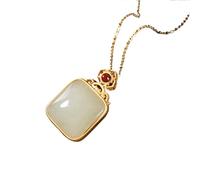 HAEUYA Jade-Halsketten-Anhänger, Jadeit-Jade-Anhänger, Hetian-Jade und weißer Jade-Anhänger, Damen-Halskette, antiker quadratischer Ruyi-Schlossschmuck im chinesischen Stil