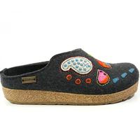HAFLINGER 751006 Grizzly India Damen Hausschuhe Pantoffeln Wollfilz, Größe:41 EU, Farbe:Grau