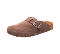 HAFLINGER Porto Eleganter Clog aus Leder mit Gummisohle und Kork Latex Fußbett Hausschuh Unisex Greige (1803), Gr. 42