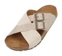 HAFLINGER Bio Amiga Leder Riehmen Sandale Korkfußbett Damen Beige (Sand 1757), Gr 40