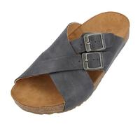 HAFLINGER Bio Amiga Leder Riehmen Sandale Korkfußbett Damen Blau (Marine 1722), Gr 42