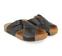 HAFLINGER Bio Amiga Leder Riehmen Sandale Korkfußbett Damen (Schwarz 1793), Gr 37