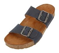 HAFLINGER Bio Andrea Leder Pantolette Sandale Blau (Country Marine 1655), Gr 42