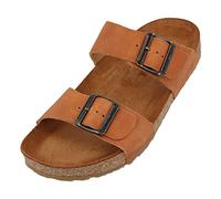 HAFLINGER Bio Andrea Leder Pantolette Sandale Braun (Country Karamell 1653), Gr 48
