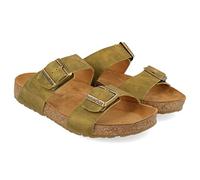 HAFLINGER Bio Andrea Leder Pantolette Sandale Country Oliv (1659), Gr 38