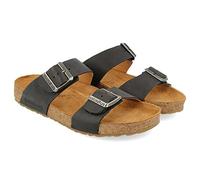HAFLINGER Bio Andrea Leder Pantolette Sandale Country Schwarz (1688), Gr 45