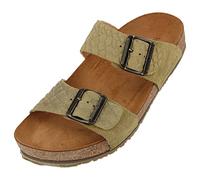 HAFLINGER Bio Andrea Leder Pantolette Sandale (Reptil Oliv 1673), Gr 42