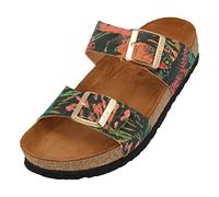 HAFLINGER Bio Andrea Leder Pantolette Sandale Tropenmotiv (Tropic Schwarz Multi 1683), Gr 42
