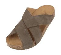 HAFLINGER Bio Como Leder Pantolette Sandale mit Korkfußbett Unisex Braun (Taupe 1838), Gr 42