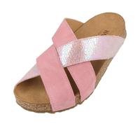 HAFLINGER Bio Como Leder Pantolette Sandale mit Korkfußbett Unisex (Rosa 1825), Gr 40
