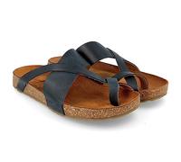 HAFLINGER Bio Jack Unisex Leder Pantolette Sandale Zehentrenner Blau (Navy 749), Gr 47