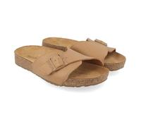 HAFLINGER Bio Jeane Leder Pantolette Sandale mit Schnalle Korkfußbett Unisex