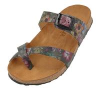 HAFLINGER Bio Juno Leder Pantolette Sandale Korkfußbett Unisex Blumenmotiv (1905), Gr 40