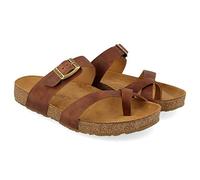 HAFLINGER Bio Juno Leder Pantolette Sandale Korkfußbett Unisex Braun (Country Braun 1660), Gr 42