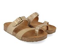 HAFLINGER Bio Juno Leder Pantolette Sandale Korkfußbett Unisex Gold (1782), Gr 37