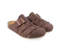 HAFLINGER Bio Lisboa Leder Pantolette Sandale mit Schnalle Korkfußbett Unisex Braun (Marone 1842), Gr 42