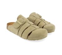 HAFLINGER Bio Lisboa Leder Pantolette Sandale mit Schnalle Korkfußbett Unisex Grün (Salbei 1840), Gr 38