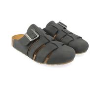 HAFLINGER Bio Lisboa Leder Pantolette Sandale mit Schnalle Korkfußbett Unisex Schwarz (Schwarz 2701), Gr 42