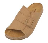 HAFLINGER Bio Lotti Leder Pantolette Sandale mit Schnalle Korkfußbett Unisex